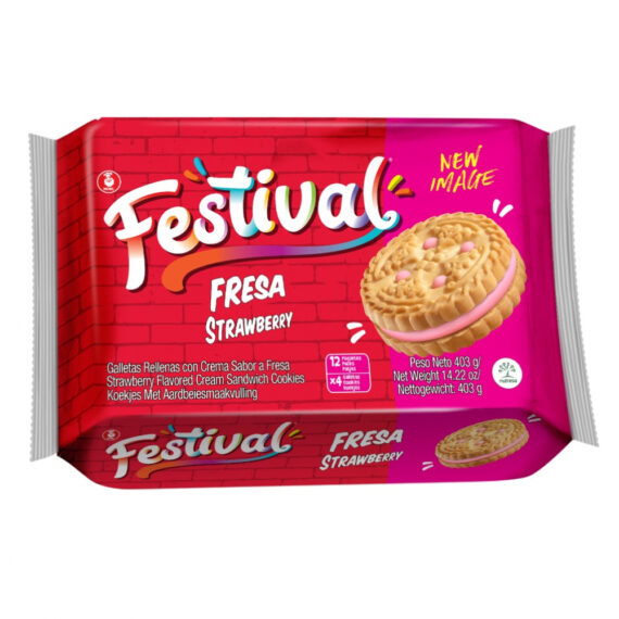 Galletas dulces rellenas sabor Fresa Festival (12 unidades)