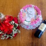Cake Día de las Madres- Ramo Flores- Vino