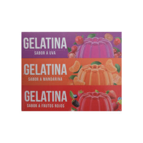Gelatina sabor mandarina, frutos rojos y uva Boom 120g -Y